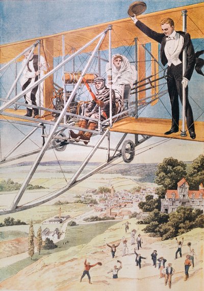 飛行機での結婚、ルプティジャーナル1911年のイラスト 作： French School