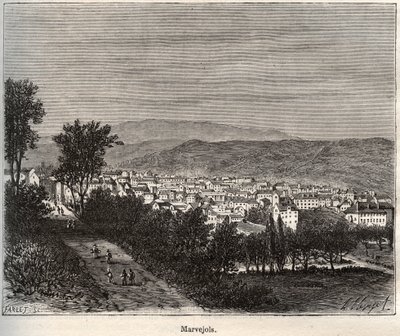 Marvejols - Lozere - Languedoc-Roussillon - V.-A. Malt-Brown著 "La France illustree: Geographie, histoire, Administration Statistique "に掲載された彫刻。 作： French School