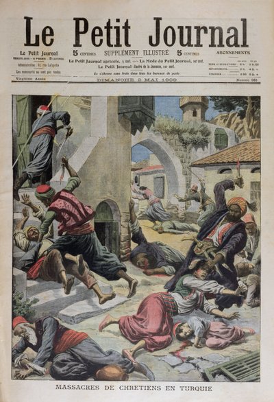 トルコのクリスチャンの虐殺、1909年5月2日のルプチジャーナルの表紙イラスト 作： French School