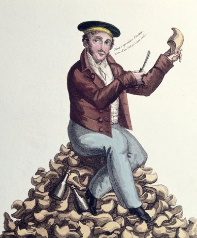 Mathurin Bruneau（1784-1825）がルイ17世王としてフランスの王位を装った、1818年頃（カラー彫刻） 作： French School