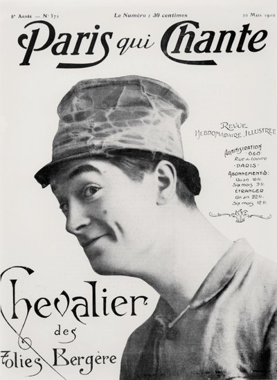 モーリス・シュヴァリエ、「Paris qui Chante」より、1910年3月30日（リトグラフ） 作： French School