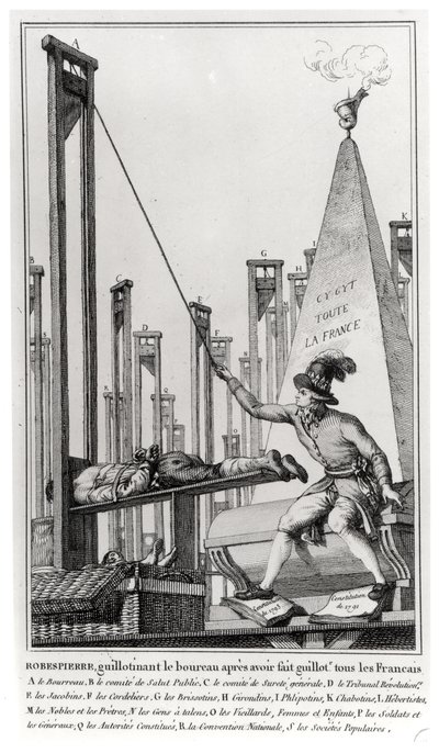 Maximilien de Robespierre（1758-94）死刑執行人の死刑 作： French School