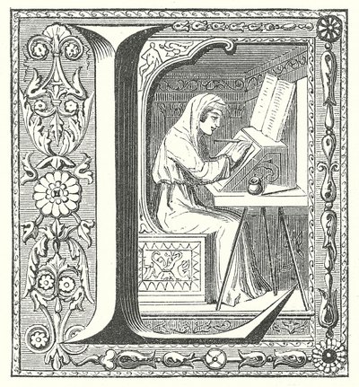 仕事中の中世の書記 作： French School