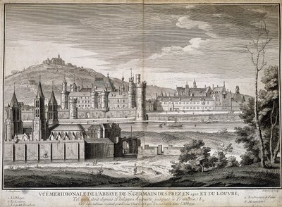 1410年のサン・ジェルマン・デ・プレ修道院とルーヴル美術館の経線図 - 彫刻 作： French School