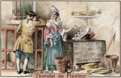 メティエは姿を消しました: 1750 年にパリで典型的な帽子をかぶった ecaillere、またはカキのセールスウーマンの表現 (パリのカキ殻剥き機 作： French School
