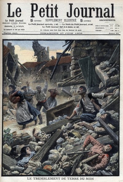 フランス南東部でミディ地震発生-6月27日付「Le Petit Journal」紙 作： French School
