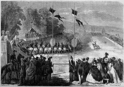 サン・シル（Saint-Cyr）の学生が実行した軍事カルーセル。Morbihan (56), 31 August 1861.Engraving in "Le Monde Illustré" n°230 of 7 September 1861. 作： French School