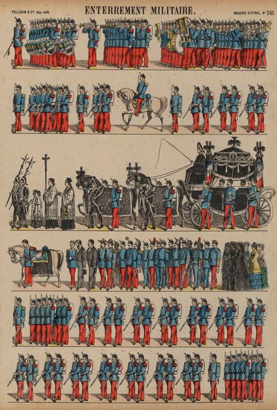 軍人の葬儀（カラー彫刻 作： French School