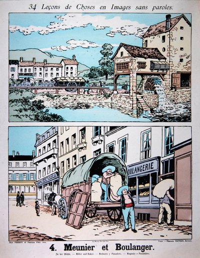ミラーとベイカー、小学校の教科書のイラスト、1900年頃（カラーリソ） 作： French School