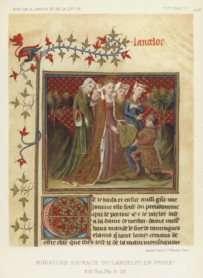 カラーリトグラフ版「Lancelot En Prose」のミニチュア 作： French School