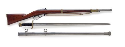 モデル1854ピンファイアフュージルランスデセント-希少な剣を持った庭園-銃剣、1856年頃 作： French School