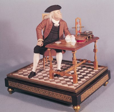 18世紀後半に彼のテーブルでベンジャミンフランクリン（1706-90）のモデル 作： French School