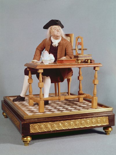 18世紀後半に彼のテーブルでベンジャミンフランクリン（1706-90）のモデル 作： French School