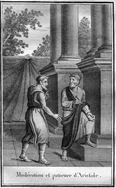 アテネの政治家である正義の味方アリスティード（古代ギリシア語Aristeides）の節度と忍耐力（v.550 in the deme of Alopece, die 467）。"Beautes de l