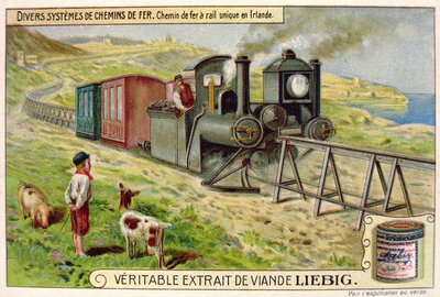 エールのモノレール列車、真の肉エキスリービッヒの宣伝広告カード 作： French School
