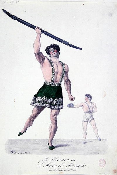 フランスのヘラクレス」と呼ばれたムッシュ・ルベニエ 1820年〜30年頃（カラーリトグラフ） 作： French School