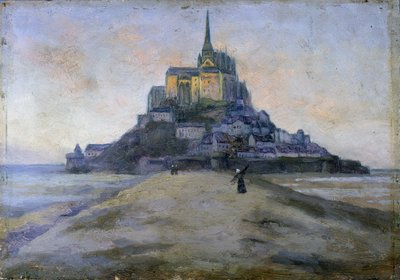 モン・サン・ミッシェルと通路 - 匿名の絵画 作： French School