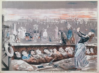 モンマルトル墓地、1851年12月4日（カラーリトグラフ） 作： French School