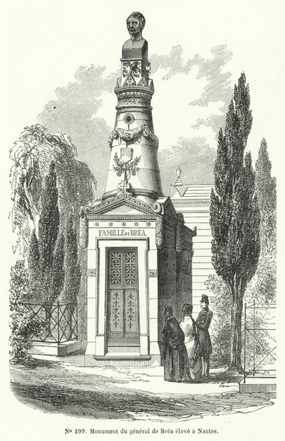 1848年にパリで起きた6月の日の暴動で革命家に処刑されたフランスの将軍ジャン・バティスト・フィデール・ブレアのナントにおける記念碑（彫刻 作： French School