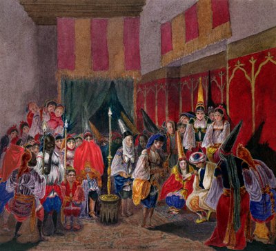 アルジェリアのムーア様式の結婚式、1840〜45年頃（紙にトイレ） 作： French School