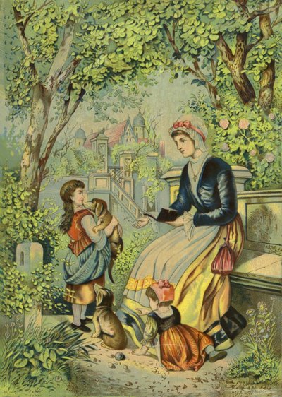 子供と犬と遊ぶ母 作： French School