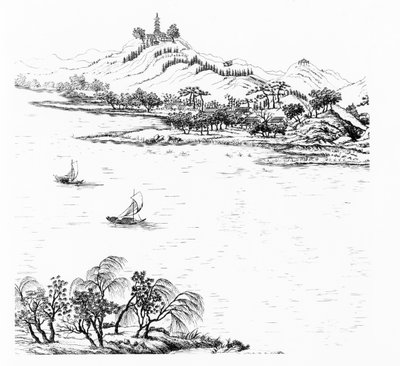 ジャーマンアングロシノワアラモードのチャン山とシュー湖、ジョージルイルルージュ作、c.1776-88 作： French School