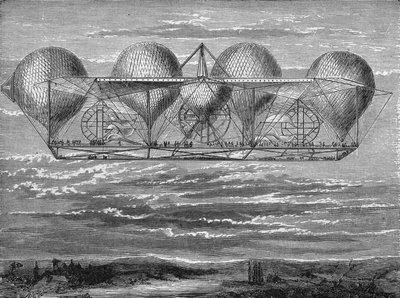 1850年に考案されたペタン氏の航空機は、1896年に出版された「科学のアルバム」の中で紹介されています。 作： French School