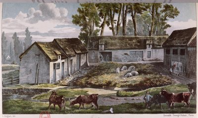 1867年の肥料ピットの改良前のアームボーツカッペル（北）のヴァンダーコルメス氏の農場 作： French School