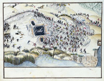 1688氏、ボナパルトエジプト作戦中の砂漠の戦い、1798年（紙にトイレ） 作： French School
