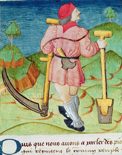 Ms.3066 fol.39vジャックドセソレスのLe Livre des echecs moralisesの労働者 作： French School