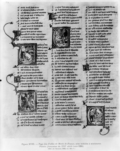 Ms.3142 fol.266マリードフランスの寓話（12世紀）、フランスの詩のアンソロジー、c.1280-90 作： French School
