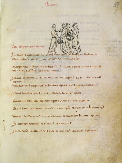 Ms 1175 f.59r女性の卵を購入、Vieil Rentier dAudenarde、1291-1302 作： French School