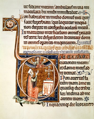 Ms 1186 f.122v照らされたページ、セントルイスの詩篇とカスティーリャのブランシュ、1225-1250 作： French School