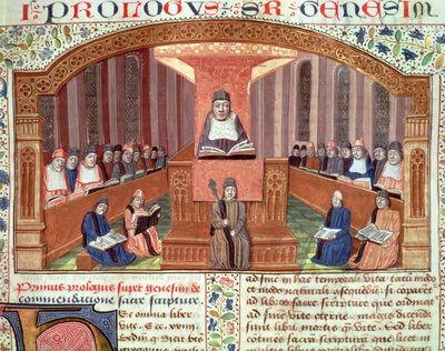 Ms 129 f.32 Postilles sur le Pentateuch、ニコラス・ド・ライアのイラストからテキストまでのソルボンヌ神学のレッスン 作： French School