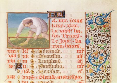 Ms 134 6月：時の書からの刈り取り 作： French School