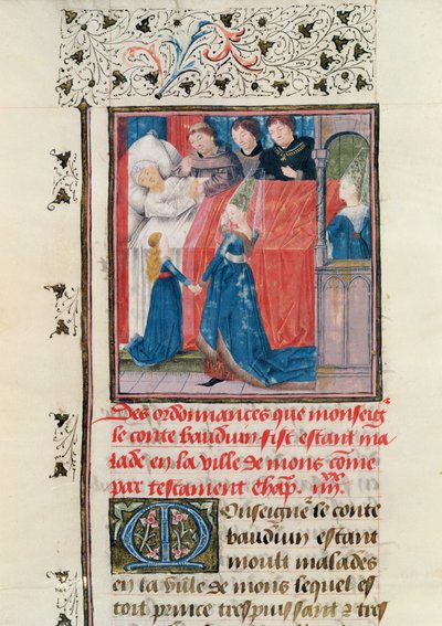 Ms 149 t.3 fol.163 HainaultのBaldwin V伯爵の最終的な病気 作： French School