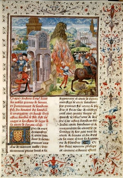 Ms 149 t.3 fol.172ジャックドギーズ作の父、ヒストワールデノーブルプリンセスドエノーの死後のボールドウィン6世の継承 作： French School
