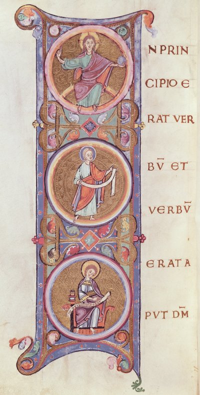 Ms 14 fol.60v Historiated initial私は聖ヨハネの福音書の始まりを描いた 作： French School