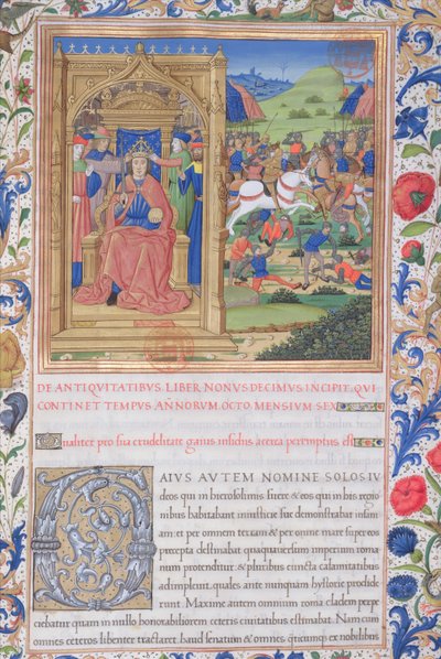 さん1581 f。フラビウスジョスによる本のXIX（バビロンからローマの検察官ファドゥスへのユダヤ人の出発から）、ユダヤ人の骨董品（Antiquitates Judaicae）の第1章からの371vイラスト 作： French School