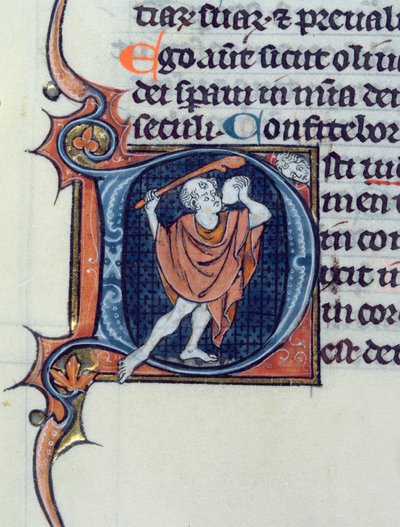 Ms 15 fol.236v石と棒を持っているばか 作： French School