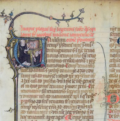 Ms 1721 Fol.1ドミニコ会の修道士が他の2人の修道士をレクチャーしている、Jacques de VoragineによるLegenda Sanctorum Aureaから 作： French School