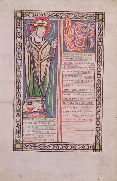 MS 186 fol.2vパリのピエールロンバード司教、4つの仮説の本（Book of Sentences）から、c.1160 作： French School