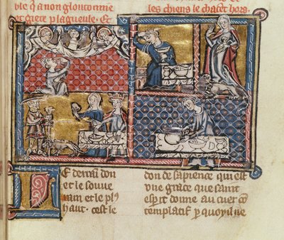 Ms 1895 fol.149フランスの悪徳と徳に対する本のページ 作： French School