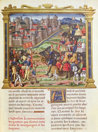 1467-68年のチャールズ・ザ・ボールド、ブルゴーニュ公、リエージュの間の戦争18歳36歳、フィリップ・オブ・コミネス（1445-1509）の回想録 作： French School