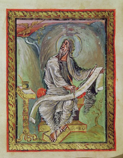 Ms 1 fol.135v聖ヨハネ福音伝道者、エボ福音書、c.816-835 作： French School
