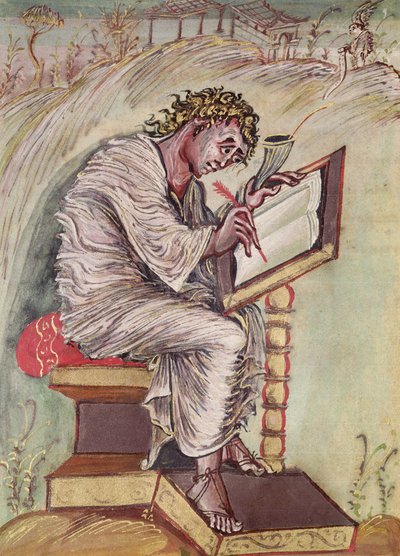 Ms 1 fol.18v聖マタイ、エボ福音書、c.816-835 作： French School