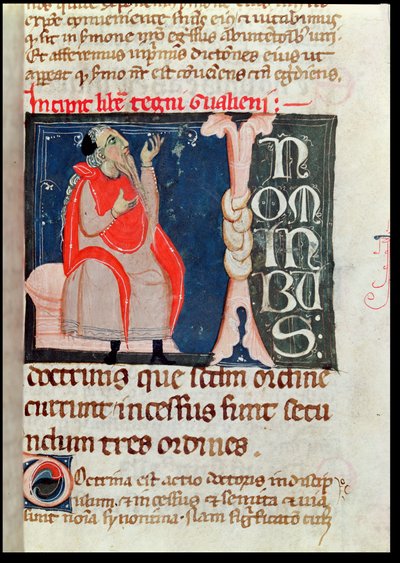 Ms. 2046 fol。 261科学者、GalenによるArs Parvaに関するAliben Rhodonanのコメントの冒頭のイラスト（c.130-c.201） 作： French School