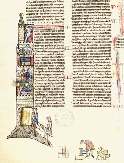 Ms 21 f.167vタワーの建設 作： French School