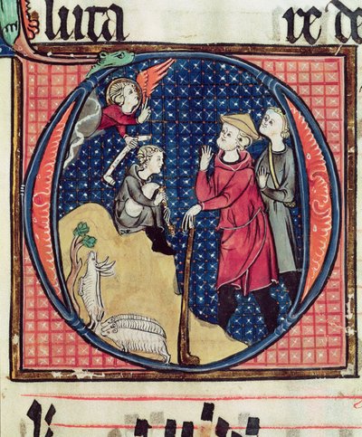 Ms 240 fol.16受胎告知者からの羊飼いへの告知、1257 作： French School
