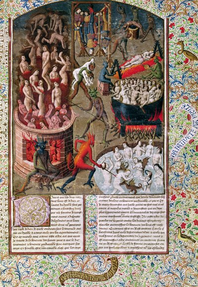 Ms 246 f.383r Hell、カバの聖アウグスティヌスによるDe Civitate Deiのフランス語翻訳（354-430） 作： French School